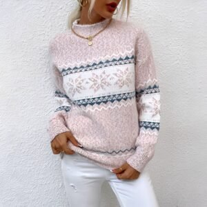 Darlene - Stylowy pulower z wełny dla kobiet – Różowy