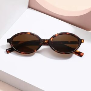 Alanna | Okulary przeciwsłoneczne damskie retro owalne w panterkę eleganckie – Wzór lamparta