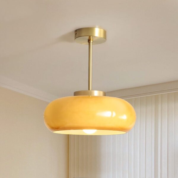 Okrągła bursztynowa lampa sufitowa do salonu, sypialni i korytarza