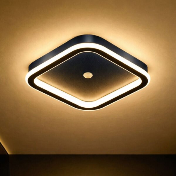Sufitowa lampa LED PIR — czarna, 16 W