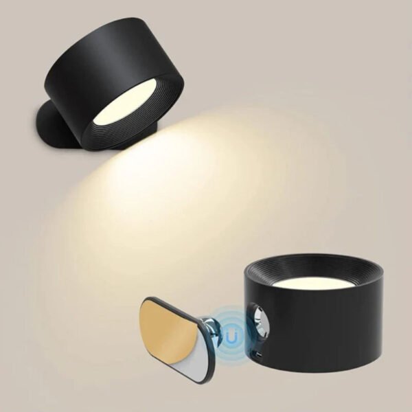 Bezprzewodowa obrotowa lampa ścienna o minimalistycznej formie