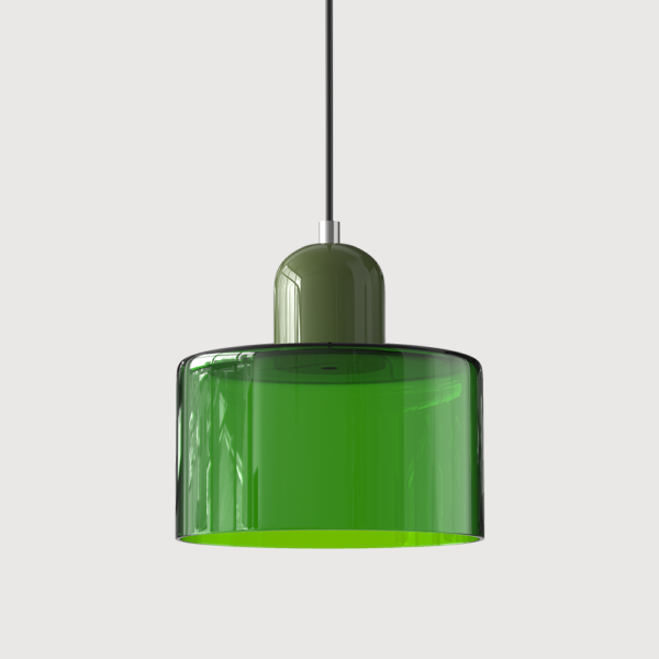 Nowoczesna szklana lampa wisząca o wydłużonym kształcie