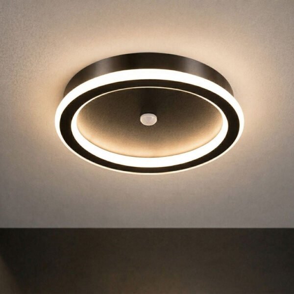 Sufitowa lampa LED PIR — czarna, 14 W