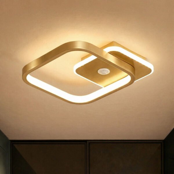 Sufitowa lampa LED PIR — złota, 14 W