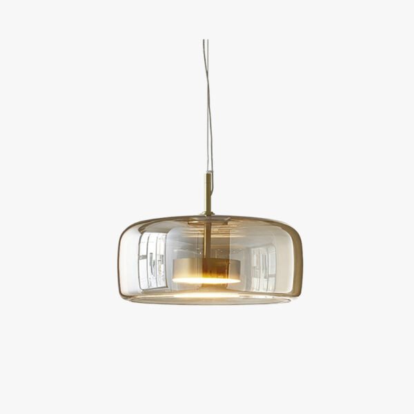 Bursztynowa szklana lampa wisząca w stylu retro ze złotymi akcentami