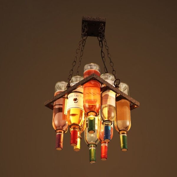 Wisząca lampa retro z kloszem w kształcie butelki