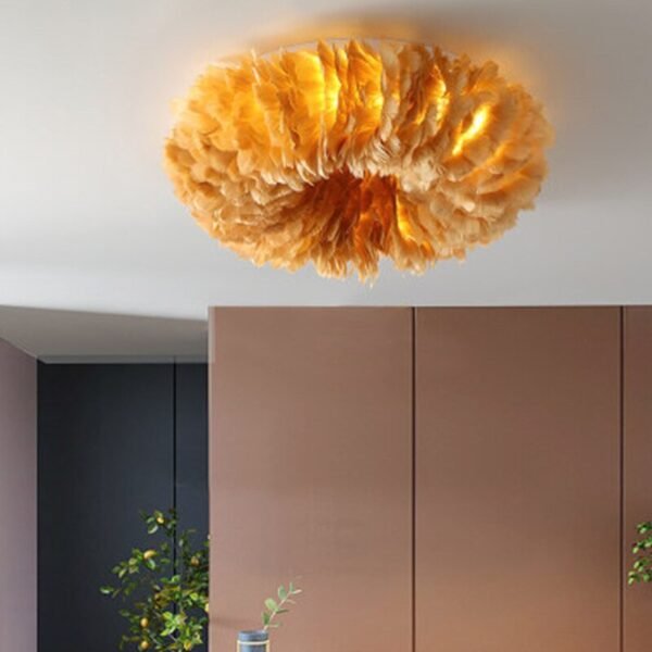 Lampa sufitowa LED z piórami do nowoczesnych wnętrz