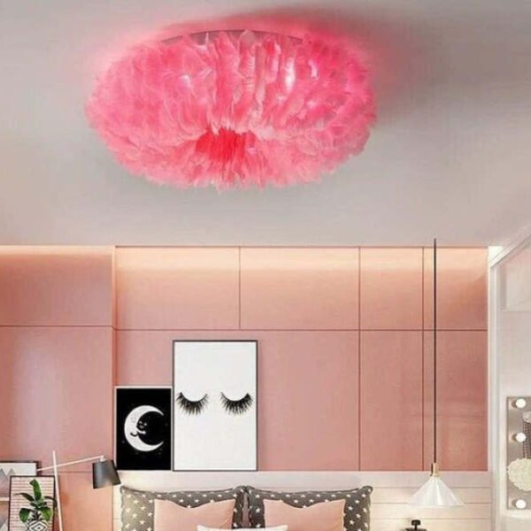 Lampa sufitowa LED z piórami do nowoczesnych wnętrz