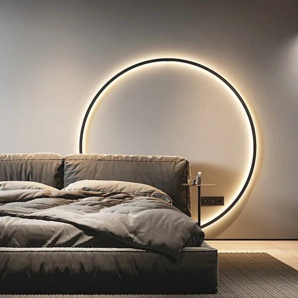 Minimalistyczna okrągła lampa ścienna ze zintegrowanym LED