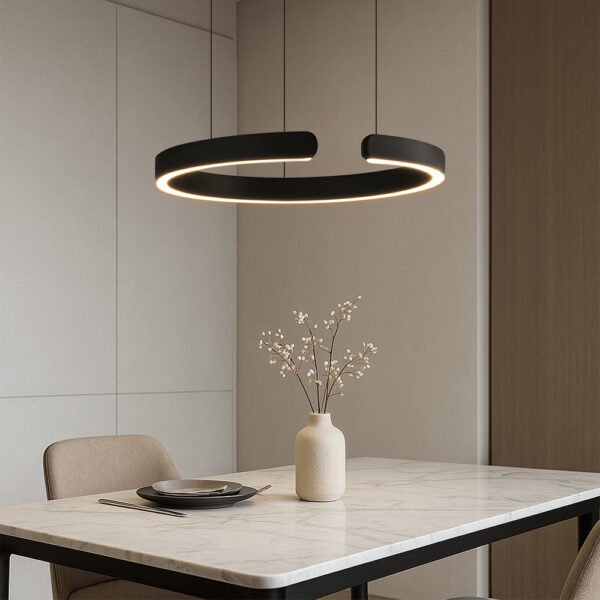 Nowoczesna pierścieniowa lampa wisząca z wbudowanym LED