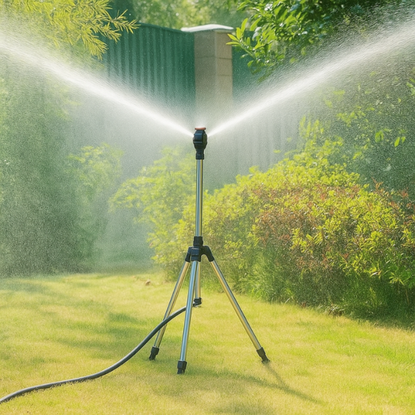 Zraszacz ogrodowy 360° na trójnogu z regulacją wysokości