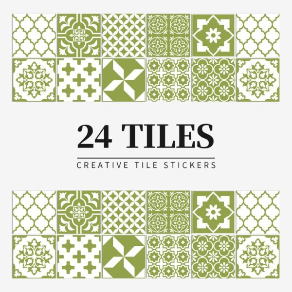 Zestaw 24 samoprzylepnych naklejek imitujących płytki z motywami mandala