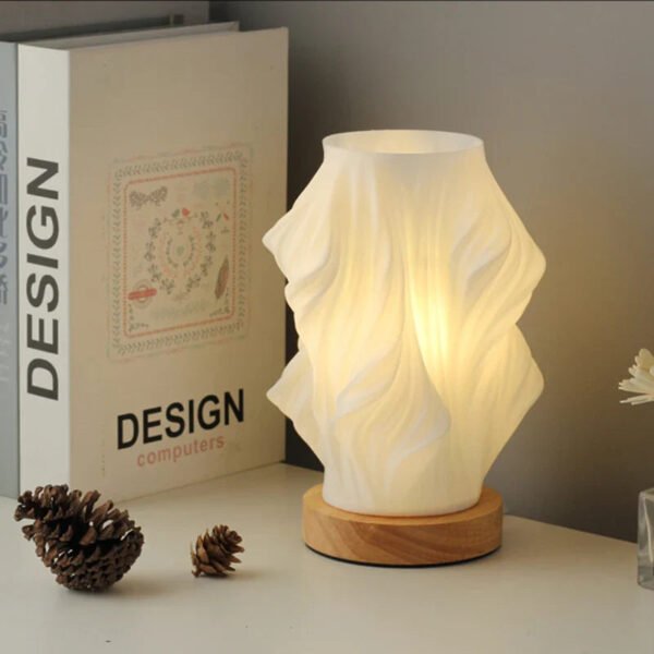 Nowoczesna lampa stołowa LED z falistą osłoną