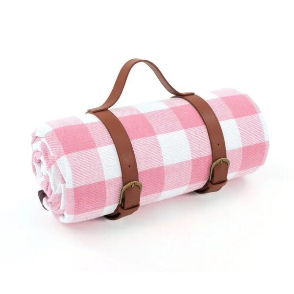 Składany koc piknikowy w klasyczną kratę z paskiem