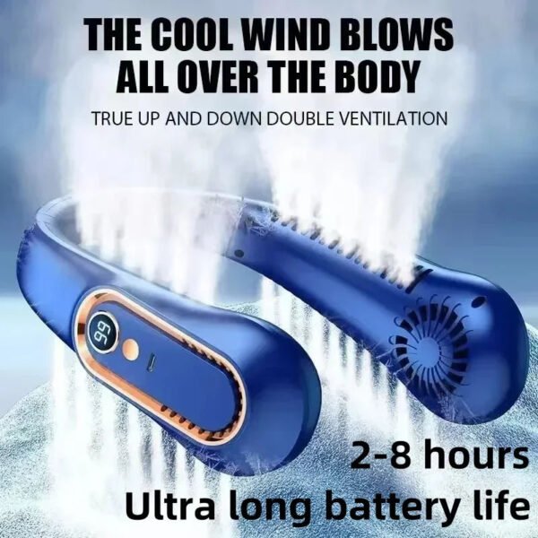 Bezłopatkowy wentylator na szyję USB z akumulatorem 8000 mAh