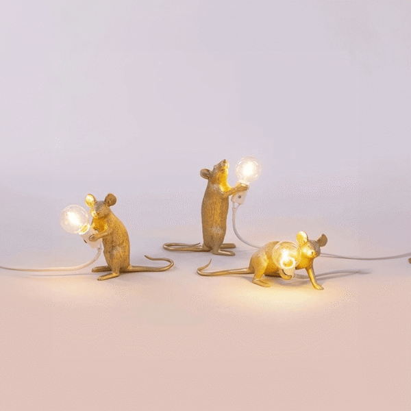 Stołowa lampka LED w kształcie myszy w stylu Art Deco