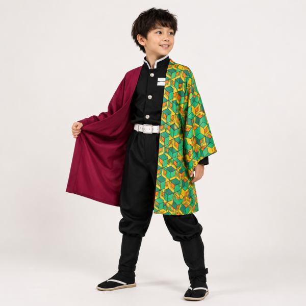 Strój cosplay anime z haori, peruką i lisią maską