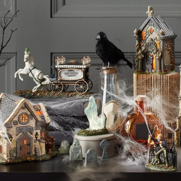 Zestaw 4 żywicznych nagrobków dekoracyjnych do ogrodu na Halloween