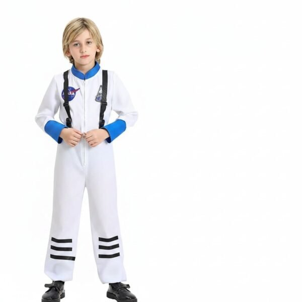 Karnawałowy kombinezon astronauty dla dzieci z kaskiem i naszywkami
