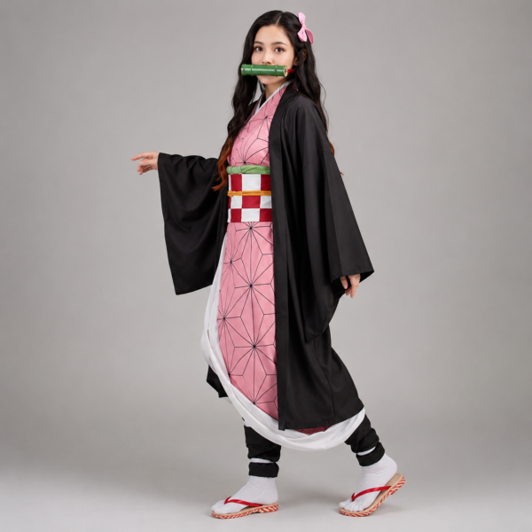 Dziecięcy kostium anime na Halloween z kimonem, haori i pasem obi
