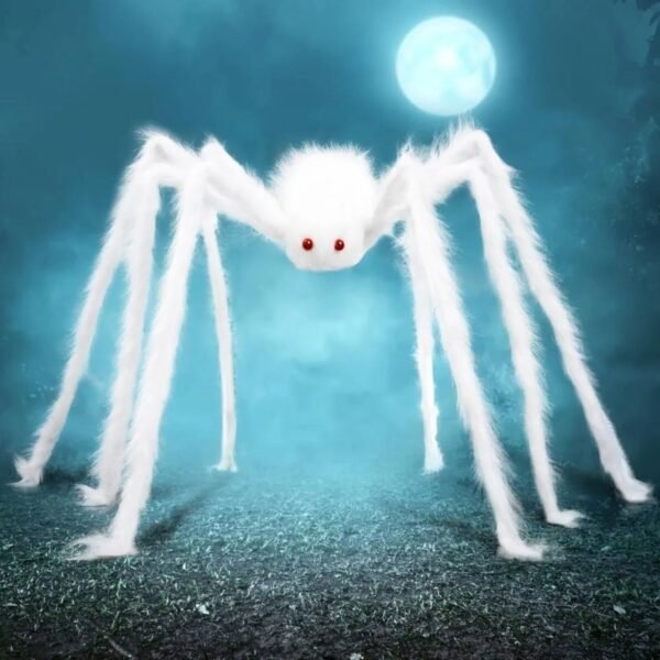 Gigantyczny pająk na Halloween z giętkimi nogami i czerwonymi oczami