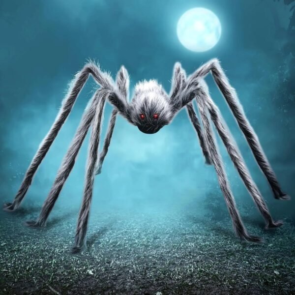 Gigantyczny pająk na Halloween z giętkimi nogami i czerwonymi oczami