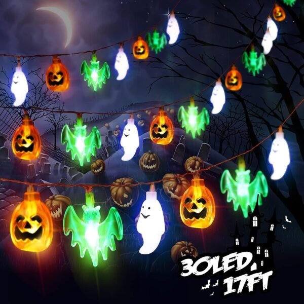 Girlanda LED na Halloween z dyniami, duszkami i nietoperzami