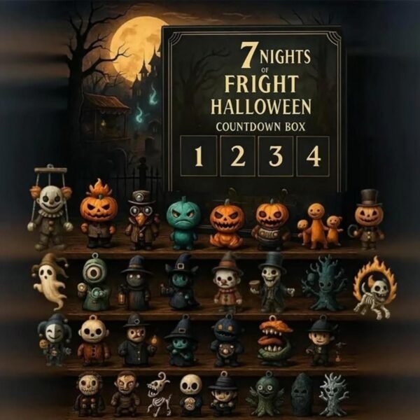 Kalendarz do odliczania Halloween z kosmetykami i figurkami potworów
