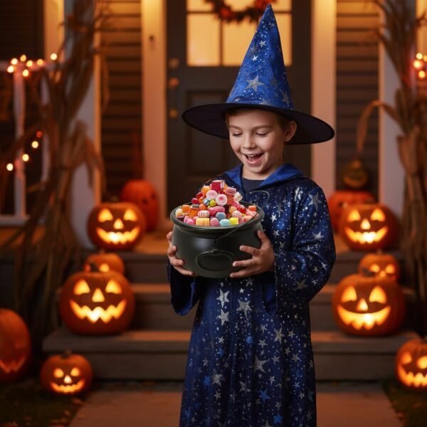 Plastikowy kociołek na słodycze i dekoracje halloweenowe