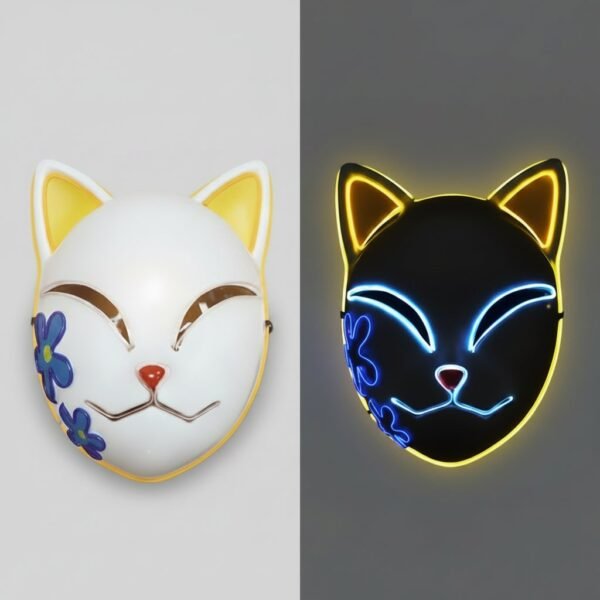 Świecąca maska kota anime z LED na Halloween i cosplay