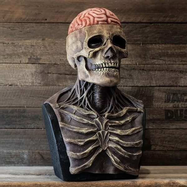Lateksowa maska czaszki z odsłoniętym mózgiem na Halloween