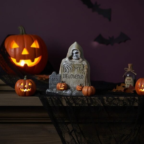 Mini nagrobek halloweenowy z nietoperzem i napisem R.I.P.