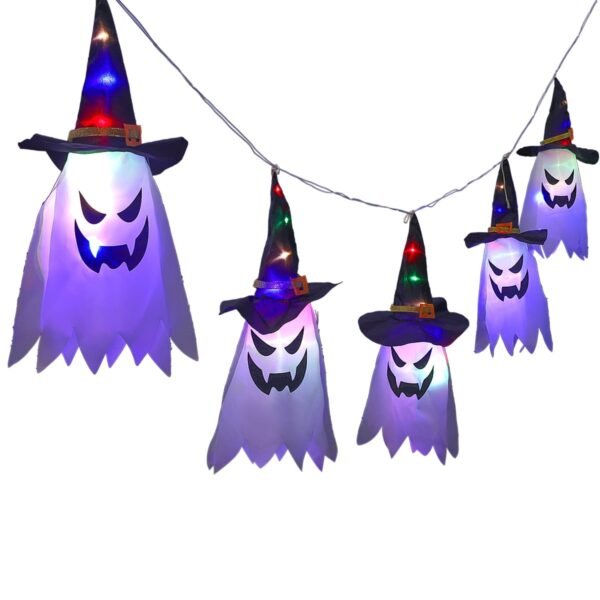 Wisząca dekoracja na Halloween z duchami i lampionami LED