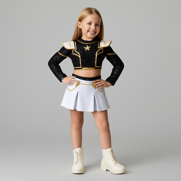 Dziecięcy dwuczęściowy kostium cheerleaderki z cekinami