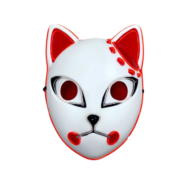 Halloweenowy strój cosplay anime z haori, peruką i maską lisa