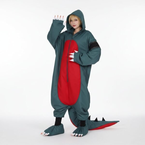 Kostium dinozaura kigurumi dla dzieci i dorosłych z peruką i akcesoriami