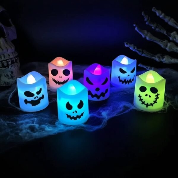 Zestaw 6 bateryjnych świeczek tealight LED z motywem dyni