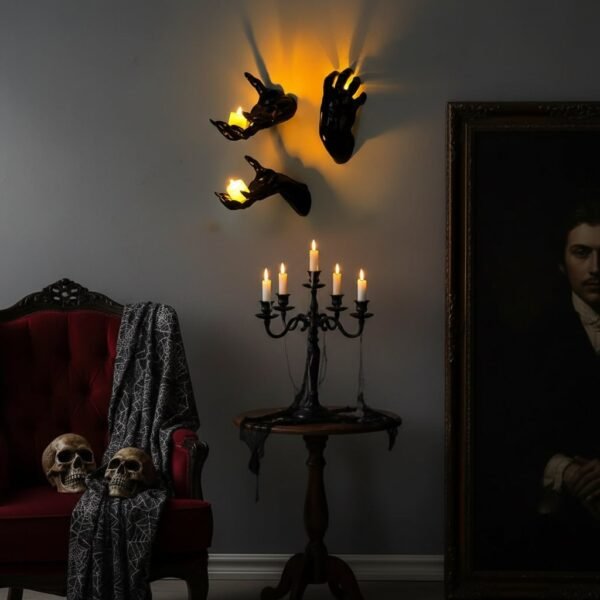 Gotycki ścienny świecznik 3D na tealight w kształcie demonicznej dłoni