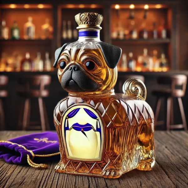 Szklana karafka na whisky z motywem psa