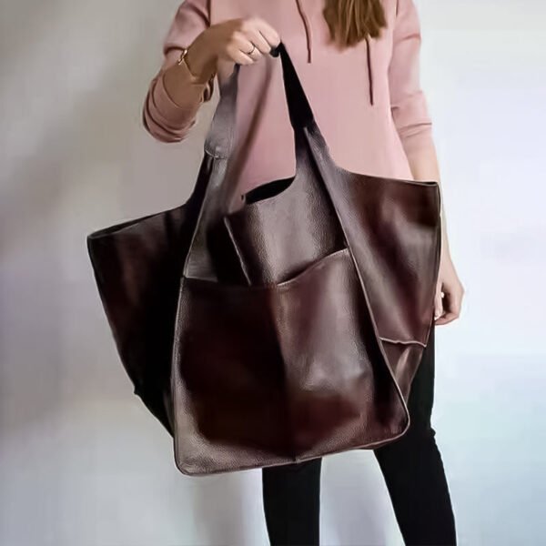 Duża damska shopperka ze skóry naturalnej w stylu vintage