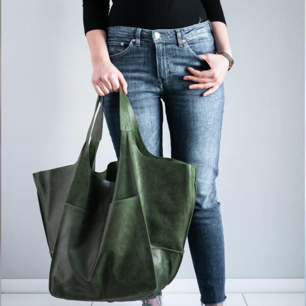 Duża damska shopperka ze skóry naturalnej w stylu vintage